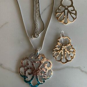 Silpada “Eden” .925 Sterling Silver Necklace/Pendant and Earring Set